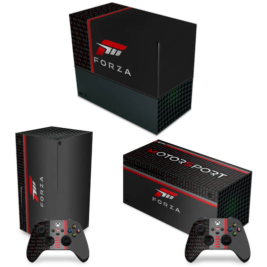 KIT Xbox Series X Capa Anti Poeira e Skin Anti-Rage Horizontal - Forza Motorsport