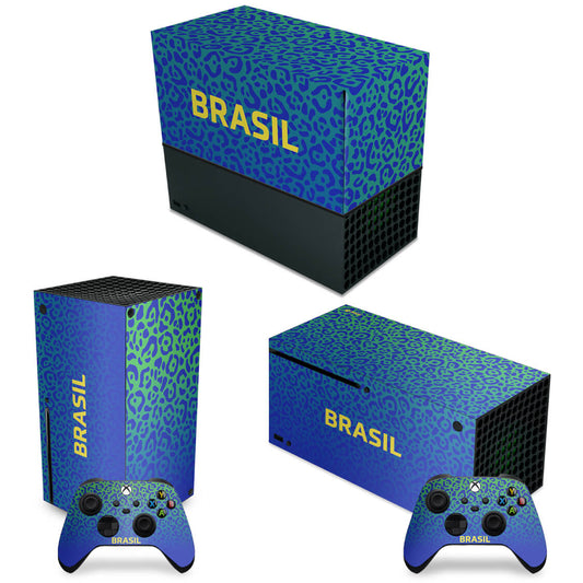 KIT Xbox Series X Capa Anti Poeira e Skin Anti-Rage Horizontal - Brasil