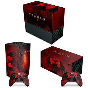 KIT Capa Anti Poeira e Skin Anti-Rage Xbox Series X Horizontal - Diablo IV 4 - Pop Arte Skins