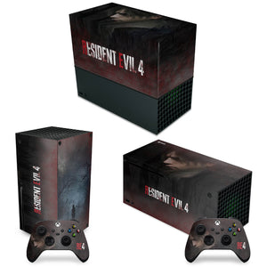 KIT Capa Anti Poeira e Skin Anti-Rage Xbox Series X Horizontal - Resident Evil 4 Remake - Pop Arte Skins