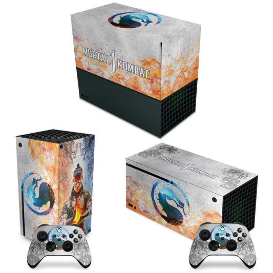 KIT Xbox Series X Capa Anti Poeira e Skin Anti-Rage Horizontal - Mortal Kombat 1