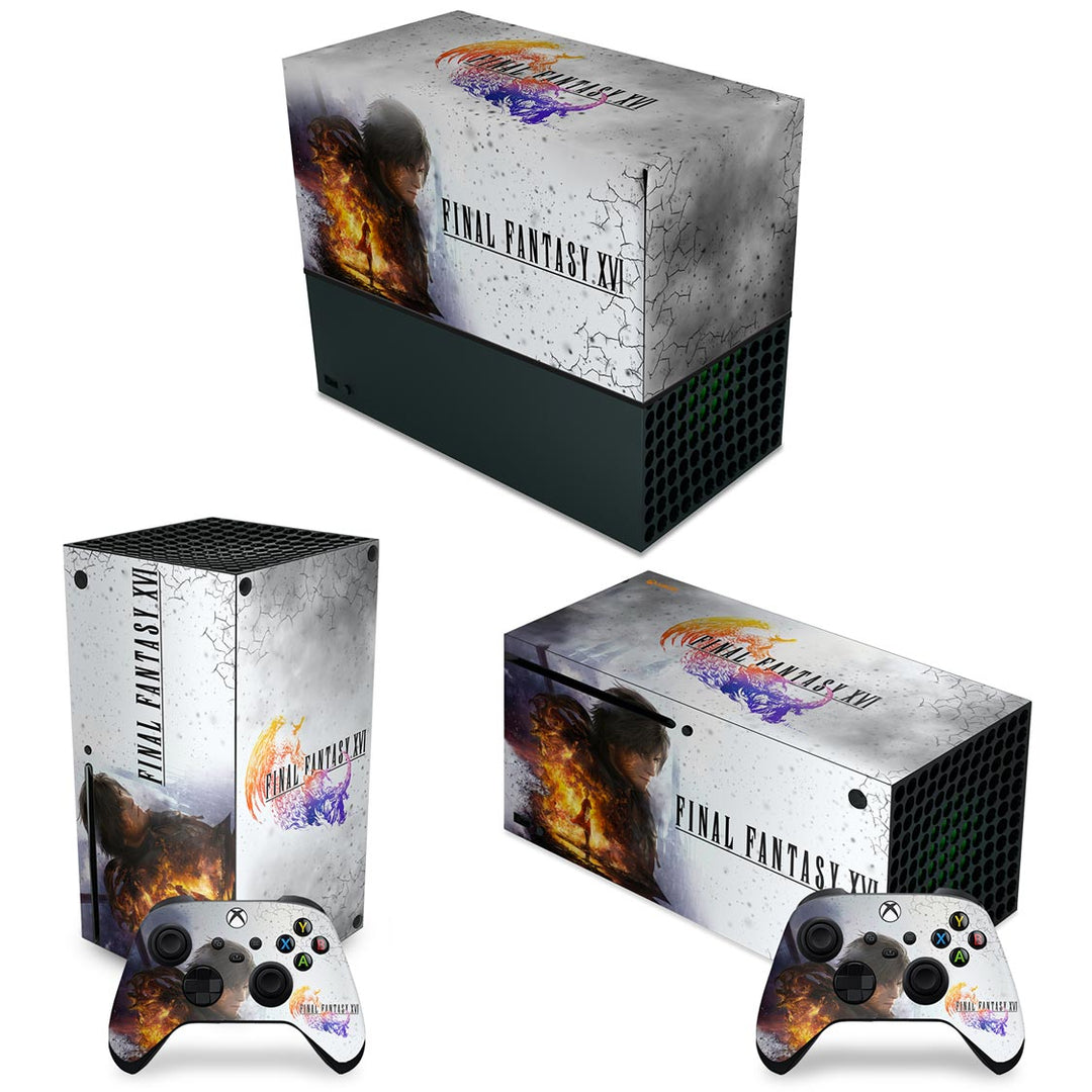 KIT Capa Anti Poeira e Skin Anti-Rage Xbox Series X Horizontal - Final Fantasy XVI - Pop Arte Skins