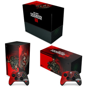 KIT Capa Anti Poeira e Skin Anti-Rage Xbox Series X Horizontal - Call Of Duty Modern Warfare III - Pop Arte Skins