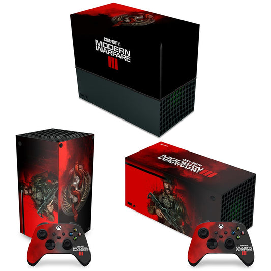 KIT Xbox Series X Capa Anti Poeira e Skin Anti-Rage Horizontal - Call Of Duty Modern Warfare III