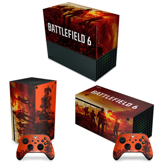 KIT Xbox Series X Capa Anti Poeira e Skin Anti-Rage Horizontal - Battlefield 6