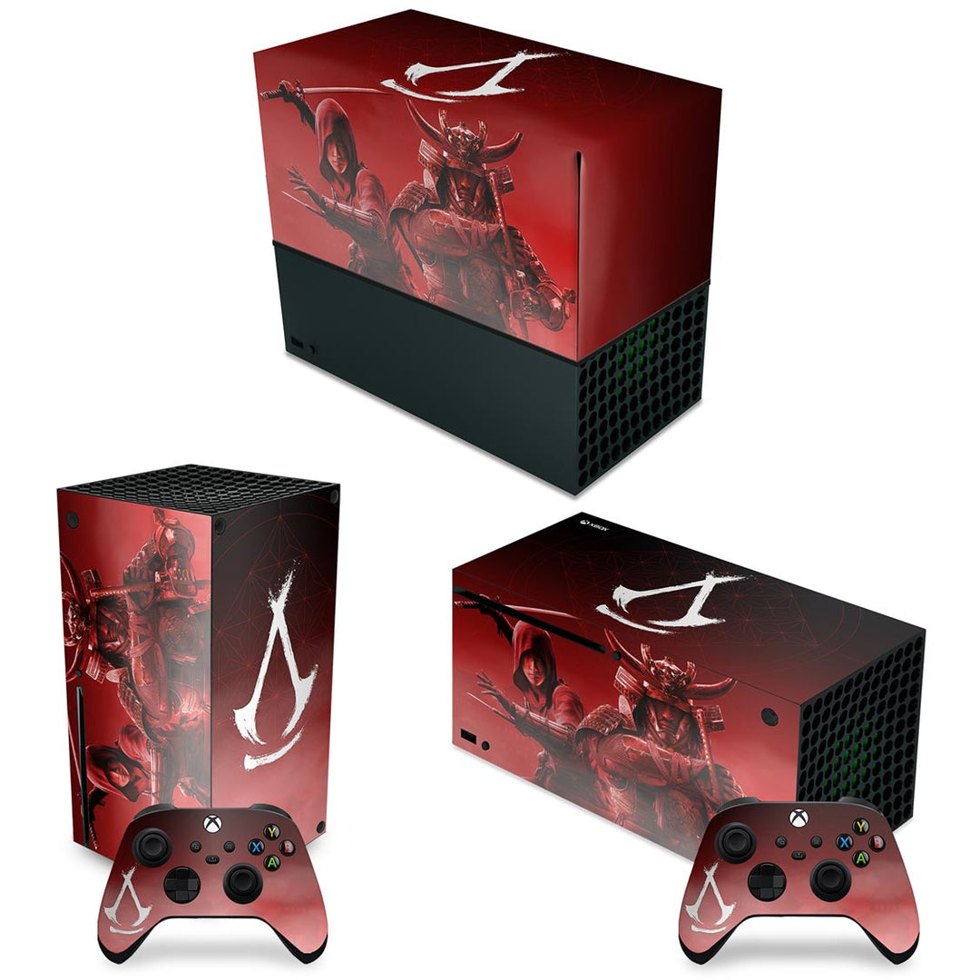 KIT Capa Anti Poeira e Skin Anti-Rage Xbox Series X Horizontal - Assassin's Creed Shadows - Pop Arte Skins