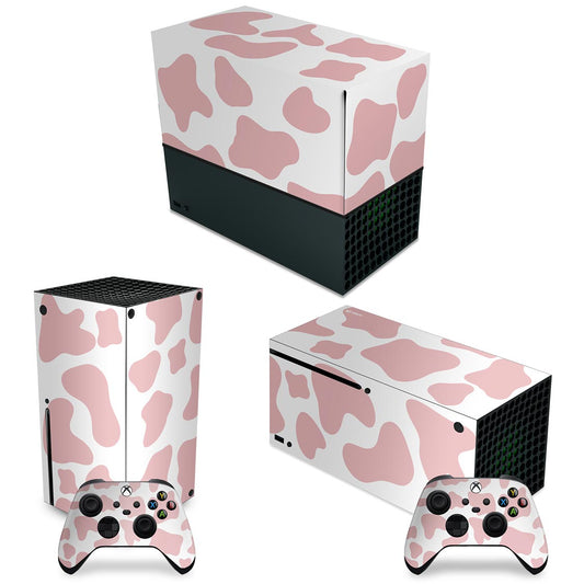 KIT Xbox Series X Capa Anti Poeira e Skin Anti-Rage Horizontal - Vaquinha Rosa