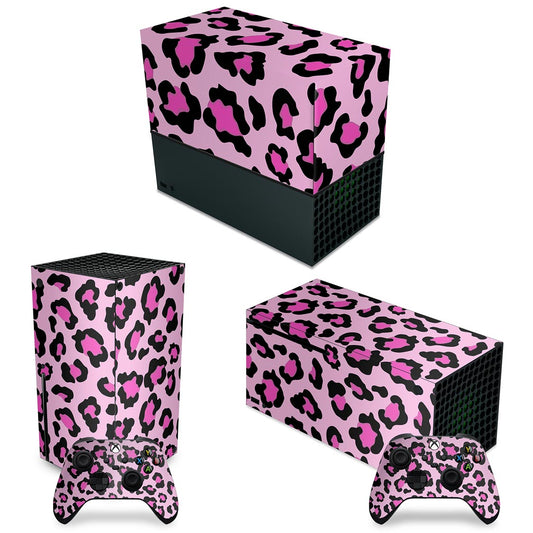 KIT Xbox Series X Capa Anti Poeira e Skin Anti-Rage Horizontal - Onça Rosa