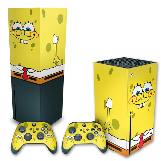 KIT Xbox Series X Skin Anti-Rage e Capa Anti Poeira Vertical - Bob Esponja