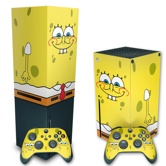 KIT Xbox Series X Skin Anti-Rage e Capa Anti Poeira Vertical - Bob Esponja