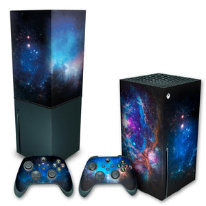 KIT Capa Anti Poeira e Skin Anti-Rage Xbox Series X Vertical - Universo Cosmos - Pop Arte Skins