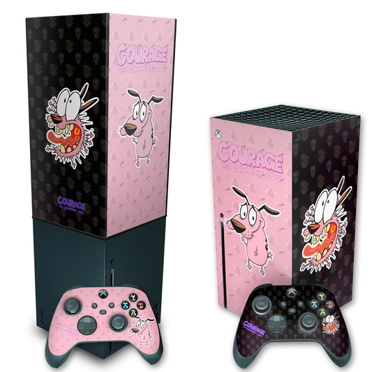 KIT Xbox Series X Skin Anti-Rage e Capa Anti Poeira Vertical - Coragem: O Cão Covarde