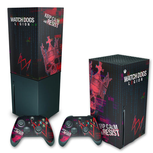 KIT Capa Anti Poeira e Skin Anti-Rage Xbox Series X Vertical - Watch Dogs Legion
