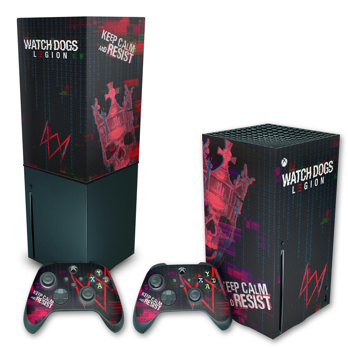 KIT Xbox Series X Skin Anti-Rage e Capa Anti Poeira Vertical - Watch Dogs Legion