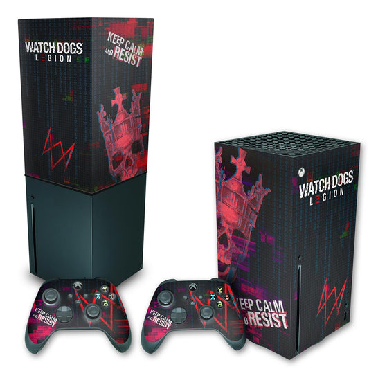 KIT Xbox Series X Skin Anti-Rage e Capa Anti Poeira Vertical - Watch Dogs Legion