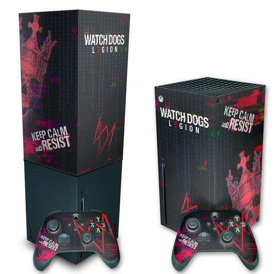 KIT Xbox Series X Skin Anti-Rage e Capa Anti Poeira Vertical - Watch Dogs Legion