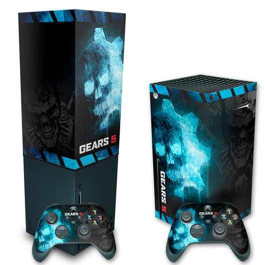 KIT Xbox Series X Skin Anti-Rage e Capa Anti Poeira Vertical - Gears 5