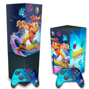 KIT Capa Anti Poeira e Skin Anti-Rage Xbox Series X Vertical - Crash Bandicoot 4 - Pop Arte Skins - foto 2