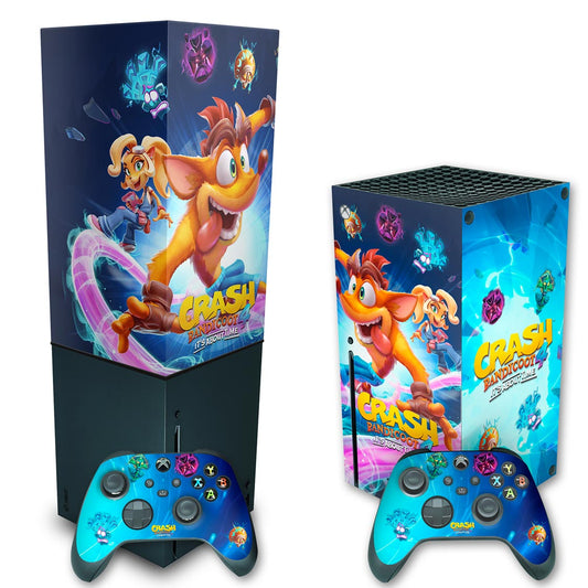 KIT Xbox Series X Skin Anti-Rage e Capa Anti Poeira Vertical - Crash Bandicoot 4