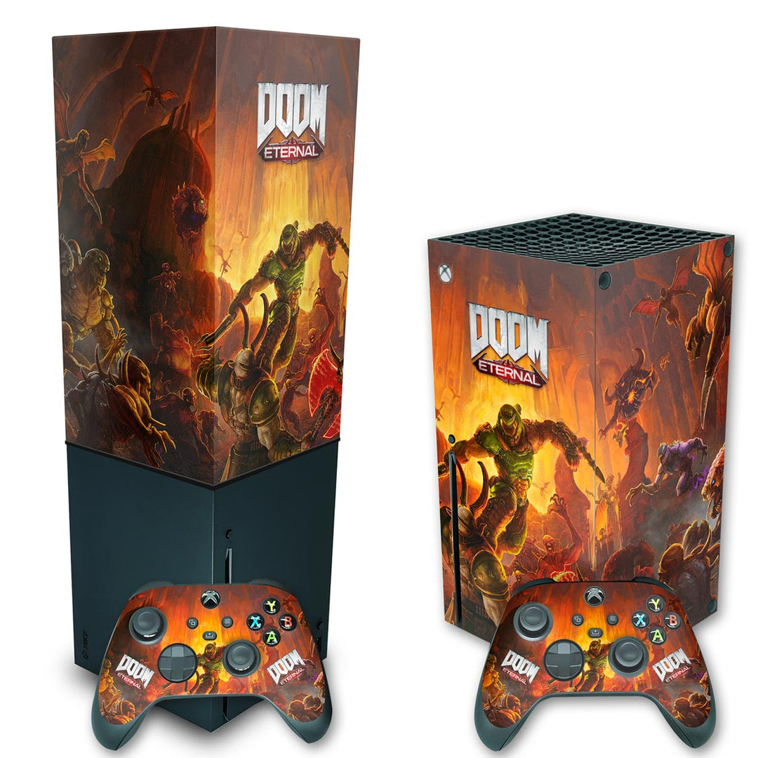 KIT Capa Anti Poeira e Skin Anti-Rage Xbox Series X Vertical - Doom Eternal - Pop Arte Skins - foto 2