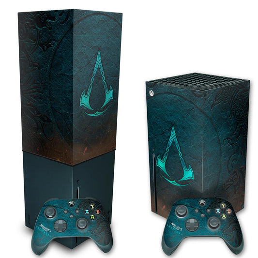 KIT Xbox Series X Skin Anti-Rage e Capa Anti Poeira Vertical - Assassin's Creed Valhalla