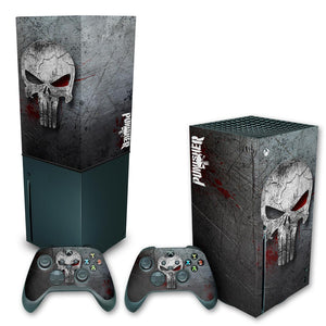 KIT Capa Anti Poeira e Skin Anti-Rage Xbox Series X Vertical - The Punisher Justiceiro - Pop Arte Skins