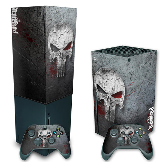 KIT Xbox Series X Skin Anti-Rage e Capa Anti Poeira Vertical - The Punisher Justiceiro