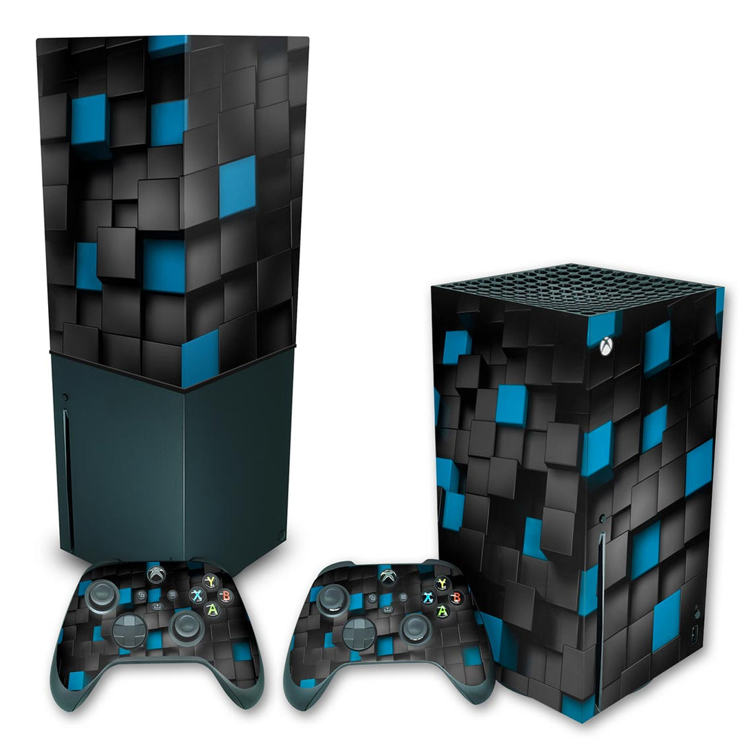KIT Capa Anti Poeira e Skin Anti-Rage Xbox Series X Vertical - Cubos - Pop Arte Skins