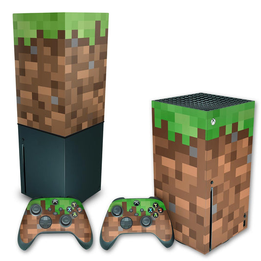 KIT Xbox Series X Skin Anti-Rage e Capa Anti Poeira Vertical - Minecraft
