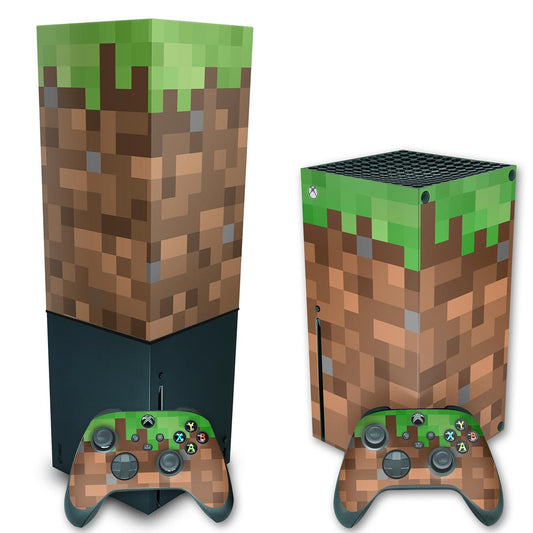 KIT Xbox Series X Skin Anti-Rage e Capa Anti Poeira Vertical - Minecraft