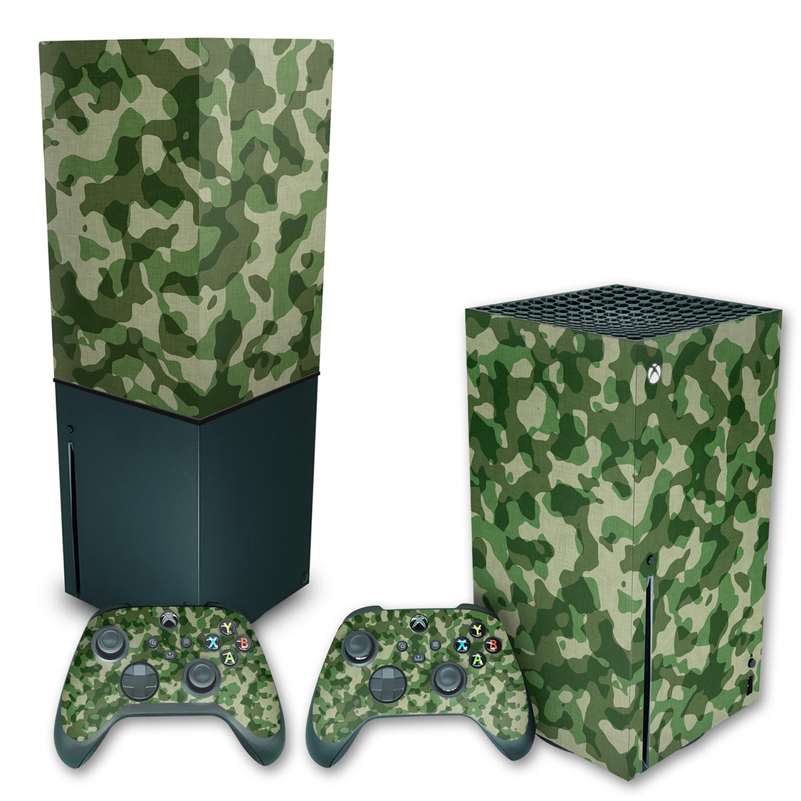 KIT Xbox Series X Skin Anti-Rage e Capa Anti Poeira Vertical - Camuflado Verde