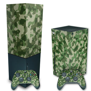 KIT Capa Anti Poeira e Skin Anti-Rage Xbox Series X Vertical - Camuflado Verde - Pop Arte Skins - foto 2