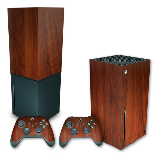 KIT Xbox Series X Skin Anti-Rage e Capa Anti Poeira Vertical - Madeira