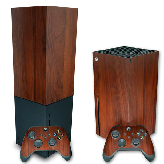 KIT Xbox Series X Skin Anti-Rage e Capa Anti Poeira Vertical - Madeira
