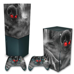 KIT Capa Anti Poeira e Skin Anti-Rage Xbox Series X Vertical - Caveira Skull - Pop Arte Skins