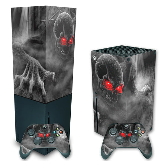 KIT Xbox Series X Skin Anti-Rage e Capa Anti Poeira Vertical - Caveira Skull