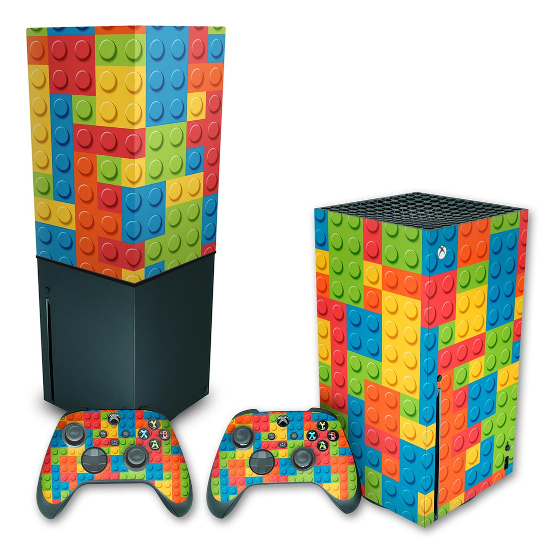 KIT Capa Anti Poeira e Skin Anti-Rage Xbox Series X Vertical - Lego Peça - Pop Arte Skins