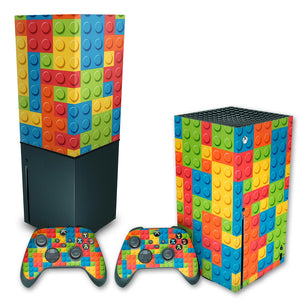 KIT Capa Anti Poeira e Skin Anti-Rage Xbox Series X Vertical - Lego Peça - Pop Arte Skins