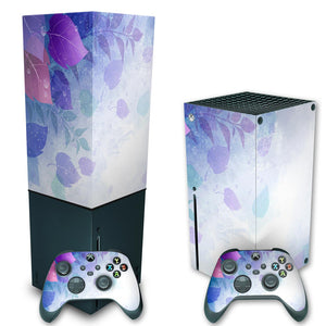 KIT Capa Anti Poeira e Skin Anti-Rage Xbox Series X Vertical - Folhas Lilás - Pop Arte Skins - foto 2