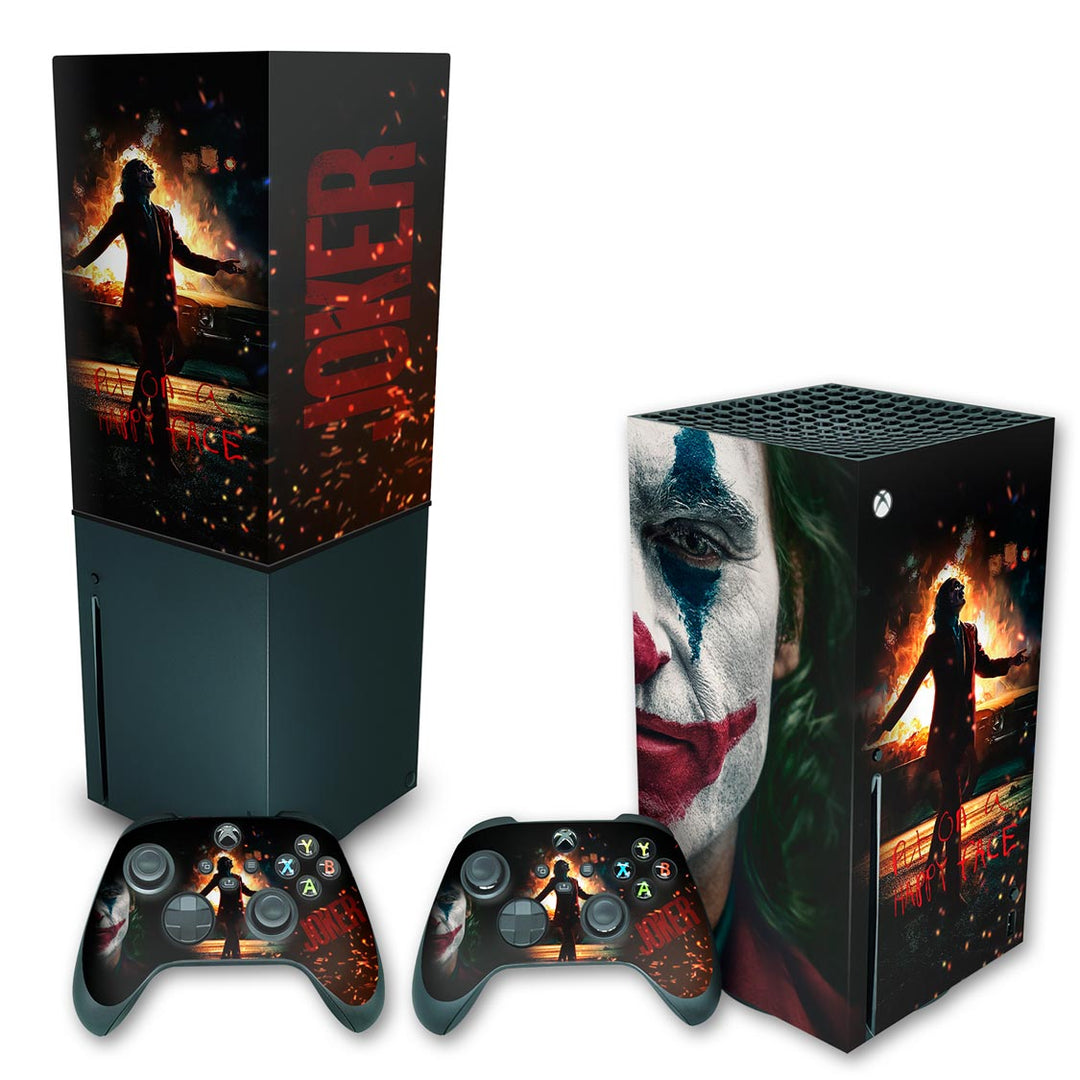 KIT Capa Anti Poeira e Skin Anti-Rage Xbox Series X Vertical - Joker Filme - Pop Arte Skins