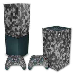 KIT Capa Anti Poeira e Skin Anti-Rage Xbox Series X Vertical - Camuflado Cinza - Pop Arte Skins