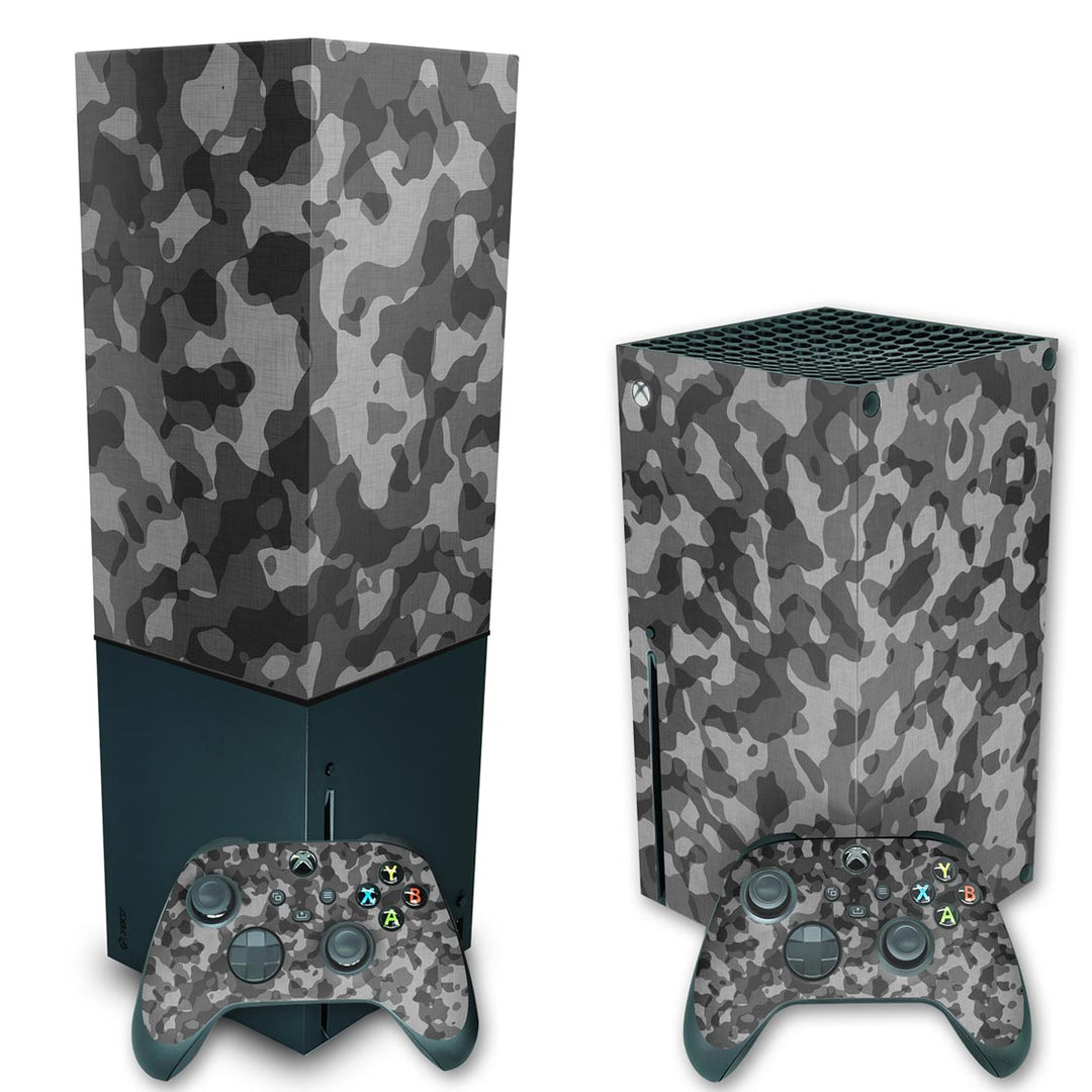 KIT Capa Anti Poeira e Skin Anti-Rage Xbox Series X Vertical - Camuflado Cinza - Pop Arte Skins - foto 2
