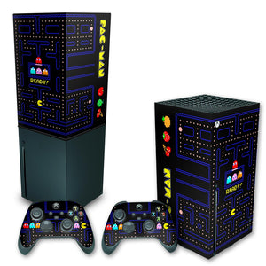 KIT Capa Anti Poeira e Skin Anti-Rage Xbox Series X Vertical - Pac Man - Pop Arte Skins