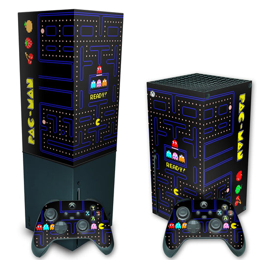 KIT Xbox Series X Skin Anti-Rage e Capa Anti Poeira Vertical - Pac Man