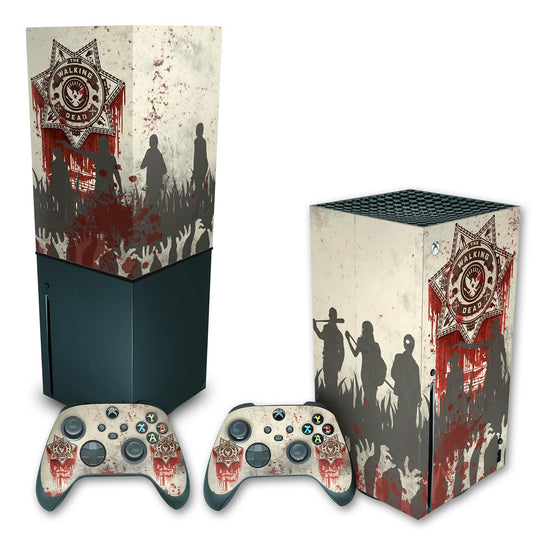KIT Xbox Series X Skin Anti-Rage e Capa Anti Poeira Vertical - The Walking Dead