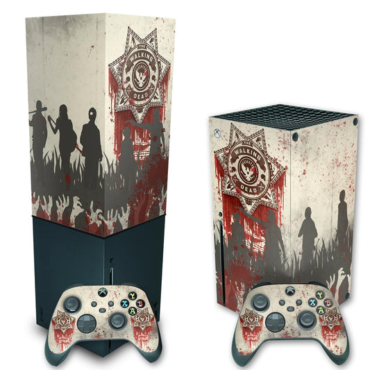 KIT Xbox Series X Skin Anti-Rage e Capa Anti Poeira Vertical - The Walking Dead