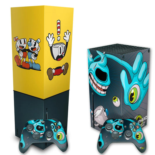 KIT Xbox Series X Skin Anti-Rage e Capa Anti Poeira Vertical - Cuphead
