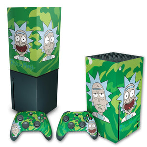 KIT Capa Anti Poeira e Skin Anti-Rage Xbox Series X Vertical - Rick And Morty - Pop Arte Skins