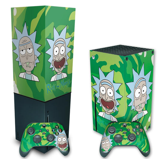 KIT Xbox Series X Skin Anti-Rage e Capa Anti Poeira Vertical - Rick And Morty