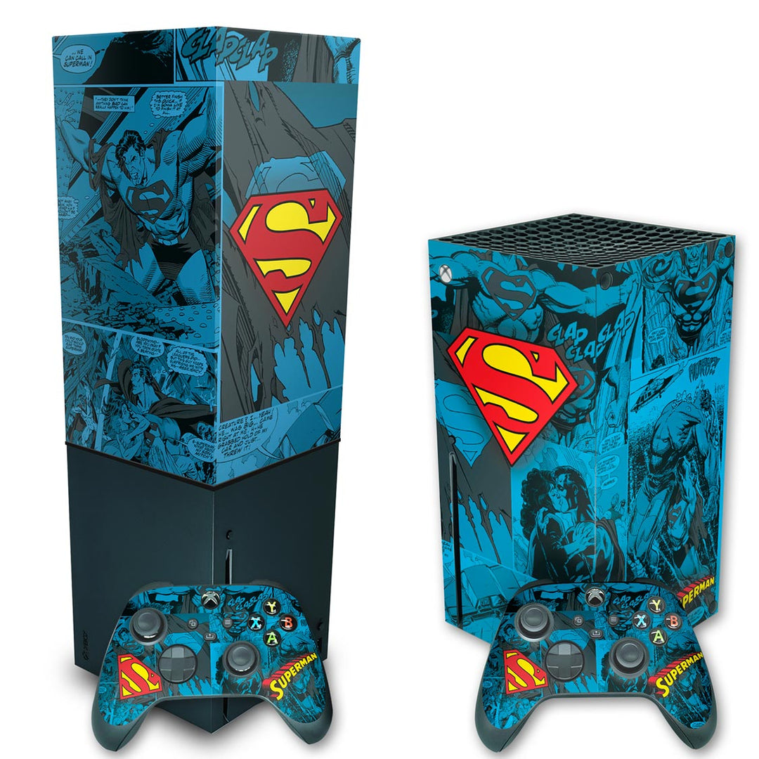 KIT Capa Anti Poeira e Skin Anti-Rage Xbox Series X Vertical - Superman Comics - Pop Arte Skins - foto 2